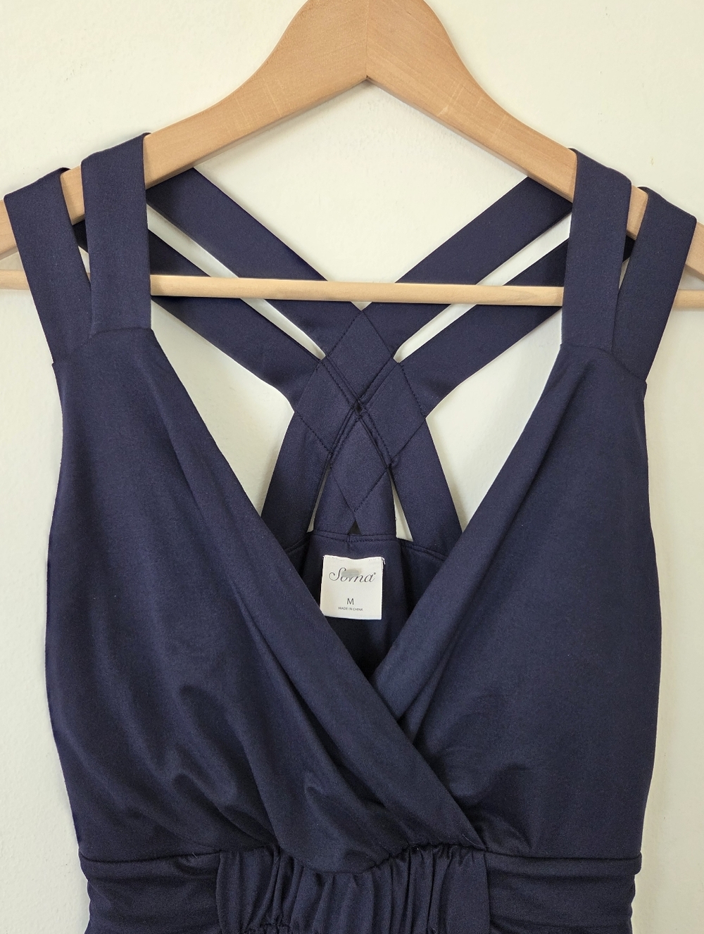 Soma Soft Jersey Navy Blue Sleeveless Cross-Back Midi Bra Dress Casual Beach - Picture 9 of 12